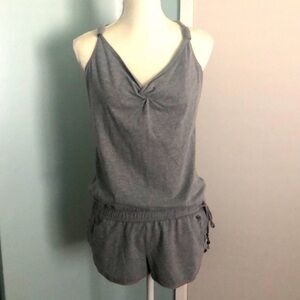 Abercrombie & Fitch Gray Jumpsuit Romper Cross Back Design Halter Tank Top
